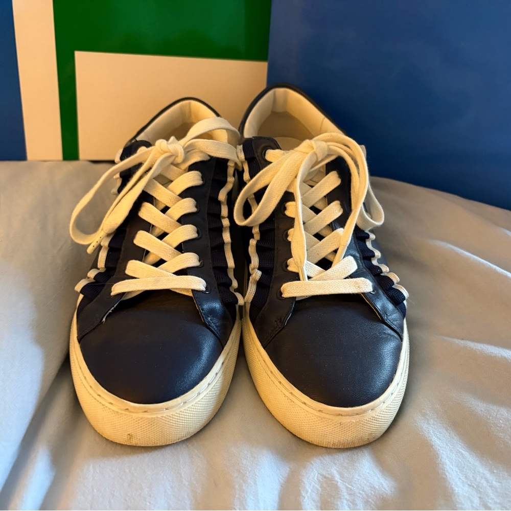 Tory Burch Navy Ruffle Sneaker